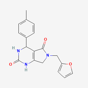 molecular formula C18H17N3O3 B2447105 6-(呋喃-2-基甲基)-4-(对甲苯基)-3,4,6,7-四氢-1H-吡咯并[3,4-d]嘧啶-2,5-二酮 CAS No. 874594-22-6