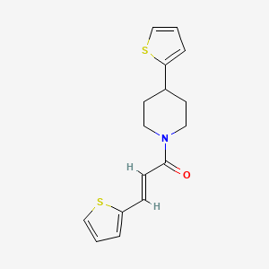 molecular formula C16H17NOS2 B2447122 (E)-3-(噻吩-2-基)-1-(4-(噻吩-2-基)哌啶-1-基)丙-2-烯-1-酮 CAS No. 1396892-51-5