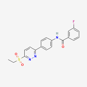 molecular formula C19H16FN3O3S B2447123 N-(4-(6-(ethylsulfonyl)pyridazin-3-yl)phenyl)-3-fluorobenzamide CAS No. 921796-49-8