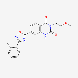 molecular formula C20H18N4O4 B2447126 3-(2-methoxyethyl)-7-(3-(o-tolyl)-1,2,4-oxadiazol-5-yl)quinazoline-2,4(1H,3H)-dione CAS No. 1359452-94-0