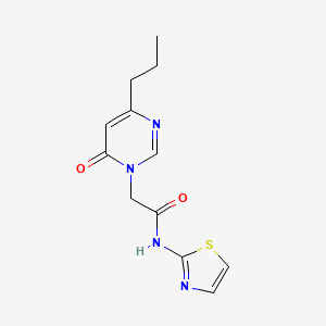 molecular formula C12H14N4O2S B2447137 2-(6-oxo-4-propylpyrimidin-1(6H)-yl)-N-(thiazol-2-yl)acetamide CAS No. 1210216-40-2