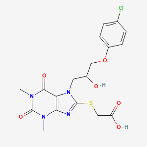 molecular formula C18H19ClN4O6S B2447141 2-((7-(3-(4-氯苯氧基)-2-羟丙基)-1,3-二甲基-2,6-二氧代-2,3,6,7-四氢-1H-嘌呤-8-基)硫代)乙酸 CAS No. 1203185-35-6