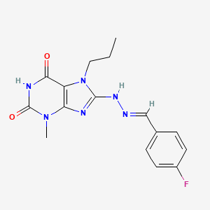 8-[(2E)-2-(4-fluorobenzylidene)hydrazinyl]-6-hydroxy-3-methyl-7-propyl-3,7-dihydro-2H-purin-2-one