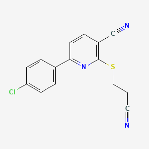 molecular formula C15H10ClN3S B2447146 6-(4-Chlorophenyl)-2-((2-cyanoethyl)thio)nicotinonitrile CAS No. 1411990-17-4