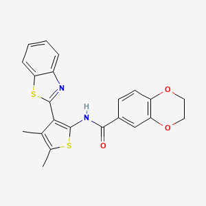 N-(3-(benzo[d]thiazol-2-yl)-4,5-dimethylthiophen-2-yl)-2,3-dihydrobenzo[b][1,4]dioxine-6-carboxamide