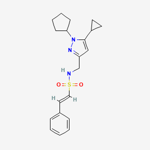 (E)-N-((1-cyclopentyl-5-cyclopropyl-1H-pyrazol-3-yl)methyl)-2-phenylethenesulfonamide