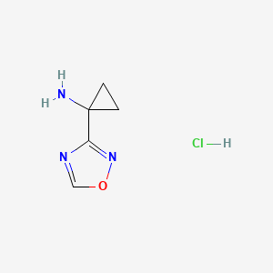 molecular formula C5H8ClN3O B2447164 1-(1,2,4-Oxadiazol-3-yl)cyclopropan-1-amine hydrochloride CAS No. 1628721-52-7