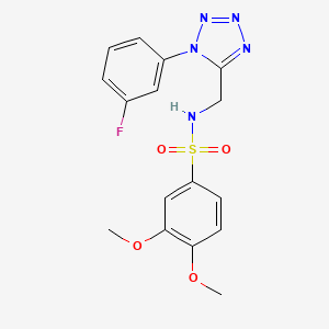molecular formula C16H16FN5O4S B2447171 N-((1-(3-氟苯基)-1H-四唑-5-基)甲基)-3,4-二甲氧基苯磺酰胺 CAS No. 921124-61-0