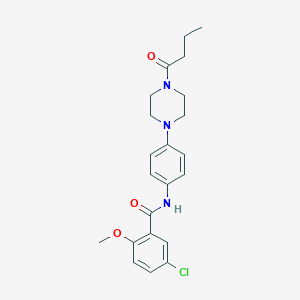 molecular formula C22H26ClN3O3 B244718 N-[4-(4-butanoylpiperazin-1-yl)phenyl]-5-chloro-2-methoxybenzamide 