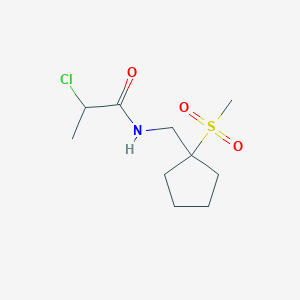 molecular formula C10H18ClNO3S B2447186 2-Chloro-N-[(1-methylsulfonylcyclopentyl)methyl]propanamide CAS No. 2411290-47-4