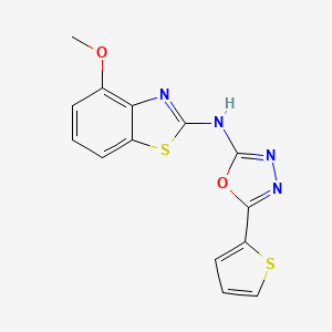 molecular formula C14H10N4O2S2 B2447196 N-(4-甲氧基-1,3-苯并噻唑-2-基)-5-噻吩-2-基-1,3,4-恶二唑-2-胺 CAS No. 862974-28-5