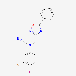 molecular formula C17H12BrFN4O B2447206 3-bromo-N-cyano-4-fluoro-N-{[5-(2-methylphenyl)-1,2,4-oxadiazol-3-yl]methyl}aniline CAS No. 1808587-09-8