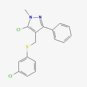 molecular formula C17H14Cl2N2S B2447207 (5-chloro-1-methyl-3-phenyl-1H-pyrazol-4-yl)methyl 3-chlorophenyl sulfide CAS No. 318234-08-1