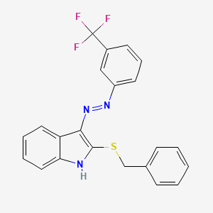 molecular formula C22H16F3N3S B2447209 2-(benzylsulfanyl)-3H-indol-3-one N-[3-(trifluoromethyl)phenyl]hydrazone CAS No. 478044-01-8