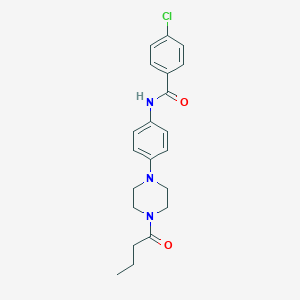molecular formula C21H24ClN3O2 B244721 N-[4-(4-butanoylpiperazin-1-yl)phenyl]-4-chlorobenzamide 