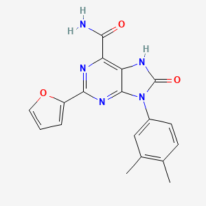 molecular formula C18H15N5O3 B2447217 9-(3,4-dimethylphenyl)-2-(furan-2-yl)-8-oxo-8,9-dihydro-7H-purine-6-carboxamide CAS No. 898447-00-2