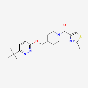 molecular formula C19H26N4O2S B2447221 [4-[(6-Tert-butylpyridazin-3-yl)oxymethyl]piperidin-1-yl]-(2-methyl-1,3-thiazol-4-yl)methanone CAS No. 2320422-68-0