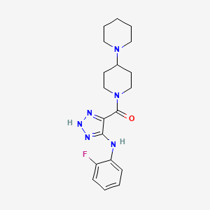 molecular formula C19H25FN6O B2447222 1,4'-bipiperidin-1'-yl{5-[(2-fluorophenyl)amino]-1H-1,2,3-triazol-4-yl}methanone CAS No. 1291854-83-5