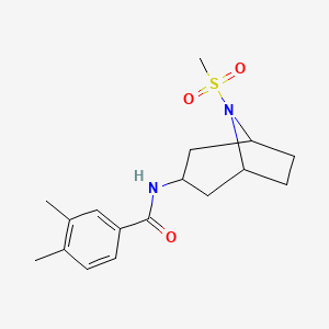 molecular formula C17H24N2O3S B2447223 3,4-dimethyl-N-(8-(methylsulfonyl)-8-azabicyclo[3.2.1]octan-3-yl)benzamide CAS No. 2034525-53-4