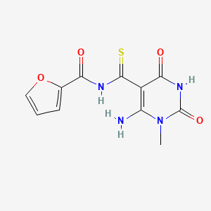 molecular formula C11H10N4O4S B2447229 N-(6-amino-1-methyl-2,4-dioxo-1,2,3,4-tetrahydropyrimidine-5-carbonothioyl)furan-2-carboxamide CAS No. 1351661-02-3