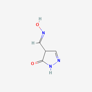 molecular formula C4H5N3O2 B2447249 4-[(1E)-(羟基亚氨基)甲基]-4,5-二氢-1H-吡唑-5-酮 CAS No. 339020-82-5