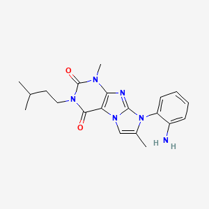 molecular formula C20H24N6O2 B2447257 8-(2-aminophenyl)-3-isopentyl-1,7-dimethyl-1H-imidazo[2,1-f]purine-2,4(3H,8H)-dione CAS No. 915933-29-8