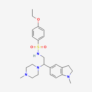molecular formula C24H34N4O3S B2447260 4-ethoxy-N-(2-(1-methylindolin-5-yl)-2-(4-methylpiperazin-1-yl)ethyl)benzenesulfonamide CAS No. 946343-45-9