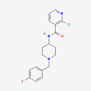 molecular formula C18H19ClFN3O B2447266 2-Chloro-N-[1-[(4-fluorophenyl)methyl]piperidin-4-yl]pyridine-3-carboxamide CAS No. 2305406-26-0