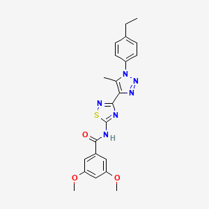 molecular formula C22H22N6O3S B2447268 N-{3-[1-(4-ethylphenyl)-5-methyl-1H-1,2,3-triazol-4-yl]-1,2,4-thiadiazol-5-yl}-3,5-dimethoxybenzamide CAS No. 895108-62-0