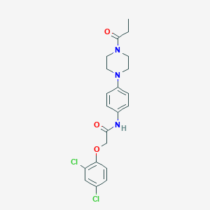 2-(2,4-dichlorophenoxy)-N-[4-(4-propanoylpiperazin-1-yl)phenyl]acetamide