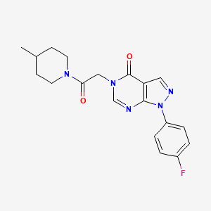 molecular formula C19H20FN5O2 B2447272 1-(4-fluorophenyl)-5-(2-(4-methylpiperidin-1-yl)-2-oxoethyl)-1H-pyrazolo[3,4-d]pyrimidin-4(5H)-one CAS No. 841211-32-3