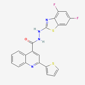molecular formula C21H12F2N4OS2 B2447273 N'-(4,6-difluorobenzo[d]thiazol-2-yl)-2-(thiophen-2-yl)quinoline-4-carbohydrazide CAS No. 851988-32-4