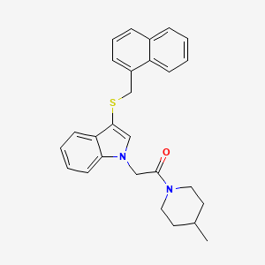 molecular formula C27H28N2OS B2447276 1-(4-methylpiperidin-1-yl)-2-(3-((naphthalen-1-ylmethyl)thio)-1H-indol-1-yl)ethanone CAS No. 1170940-24-5