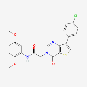 molecular formula C22H18ClN3O4S B2447278 2-[7-(4-chlorophenyl)-4-oxothieno[3,2-d]pyrimidin-3(4H)-yl]-N-(2,5-dimethoxyphenyl)acetamide CAS No. 1105223-21-9
