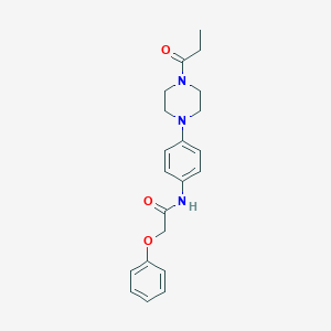molecular formula C21H25N3O3 B244728 2-phenoxy-N-[4-(4-propanoylpiperazin-1-yl)phenyl]acetamide 