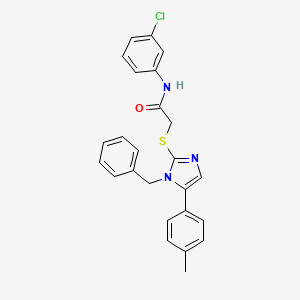 molecular formula C25H22ClN3OS B2447280 2-((1-benzyl-5-(p-tolyl)-1H-imidazol-2-yl)thio)-N-(3-chlorophenyl)acetamide CAS No. 1207026-23-0