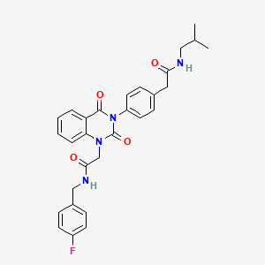 molecular formula C29H29FN4O4 B2447283 2-{4-[1-{2-[(4-氟苄基)氨基]-2-氧代乙基}-2,4-二氧代-1,4-二氢喹唑啉-3(2H)-基]苯基}-N-异丁基乙酰胺 CAS No. 1223981-42-7