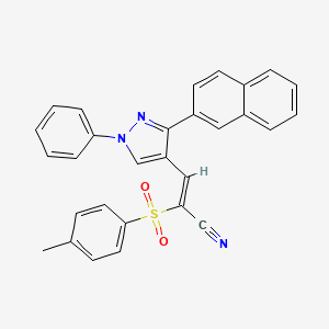 molecular formula C29H21N3O2S B2447285 (Z)-2-[(4-methylphenyl)sulfonyl]-3-[3-(2-naphthyl)-1-phenyl-1H-pyrazol-4-yl]-2-propenenitrile CAS No. 957042-53-4