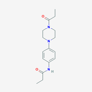 molecular formula C16H23N3O2 B244729 N-[4-(4-propanoylpiperazin-1-yl)phenyl]propanamide 