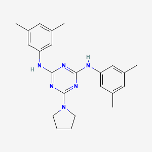 molecular formula C23H28N6 B2447290 N2,N4-bis(3,5-dimethylphenyl)-6-(pyrrolidin-1-yl)-1,3,5-triazine-2,4-diamine CAS No. 898623-66-0