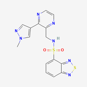 molecular formula C15H13N7O2S2 B2447298 N-((3-(1-methyl-1H-pyrazol-4-yl)pyrazin-2-yl)methyl)benzo[c][1,2,5]thiadiazole-4-sulfonamide CAS No. 2034466-30-1