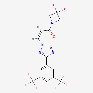 (Z)-3-(3-(3,5-bis(trifluoromethyl)phenyl)-1H-1,2,4-triazol-1-yl)-1-(3,3-difluoroazetidin-1-yl)prop-2-en-1-one