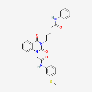 5-(1-(2-((3-(methylthio)phenyl)amino)-2-oxoethyl)-2,4-dioxo-1,2-dihydroquinazolin-3(4H)-yl)-N-phenylpentanamide