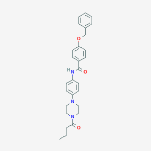 molecular formula C28H31N3O3 B244732 4-(benzyloxy)-N-[4-(4-butanoylpiperazin-1-yl)phenyl]benzamide 