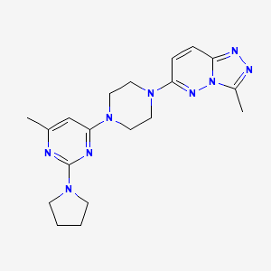 molecular formula C19H25N9 B2447320 4-Methyl-6-(4-{3-methyl-[1,2,4]triazolo[4,3-b]pyridazin-6-yl}piperazin-1-yl)-2-(pyrrolidin-1-yl)pyrimidine CAS No. 2415554-22-0