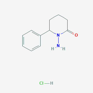 molecular formula C11H15ClN2O B2447323 1-Amino-6-phenylpiperidin-2-one;hydrochloride CAS No. 2551116-53-9