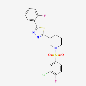 2-(1-((3-Chloro-4-fluorophenyl)sulfonyl)piperidin-3-yl)-5-(2-fluorophenyl)-1,3,4-thiadiazole