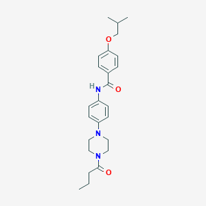 molecular formula C25H33N3O3 B244734 N-[4-(4-butanoylpiperazin-1-yl)phenyl]-4-(2-methylpropoxy)benzamide 