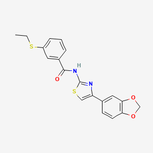 molecular formula C19H16N2O3S2 B2447343 N-(4-(benzo[d][1,3]dioxol-5-yl)thiazol-2-yl)-3-(ethylthio)benzamide CAS No. 922670-65-3