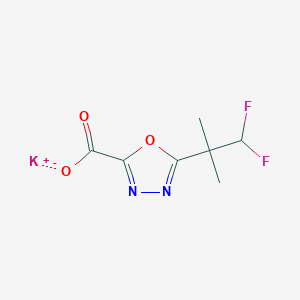 molecular formula C7H7F2KN2O3 B2447346 Potassium;5-(1,1-difluoro-2-methylpropan-2-yl)-1,3,4-oxadiazole-2-carboxylate CAS No. 2413897-28-4